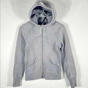 🔥🔥 LULULEMON Gray And Silver Glitter Hoodie Zip-Up Jacket Women Sz 4 (XS) - EU